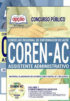 Apostila Concurso COREN AC 2019 PDF Assistente Administrativo