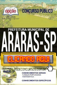 Apostila Concurso Prefeitura de Araras 2019 PDF Download e Impressa