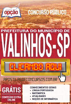 Apostila Concurso Prefeitura de Valinhos 2019 PDF Download e Impressa
