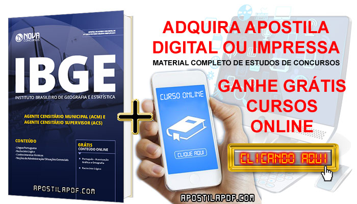 Apostila Concurso IBGE 2019 Agente Censitário PDF e Impressa Cursos Online Grátis