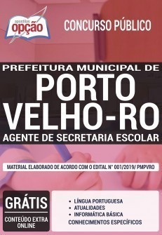 Apostila Concurso Prefeitura de Porto Velho 2019 PDF e Impressa Agente de Secretaria Escolar