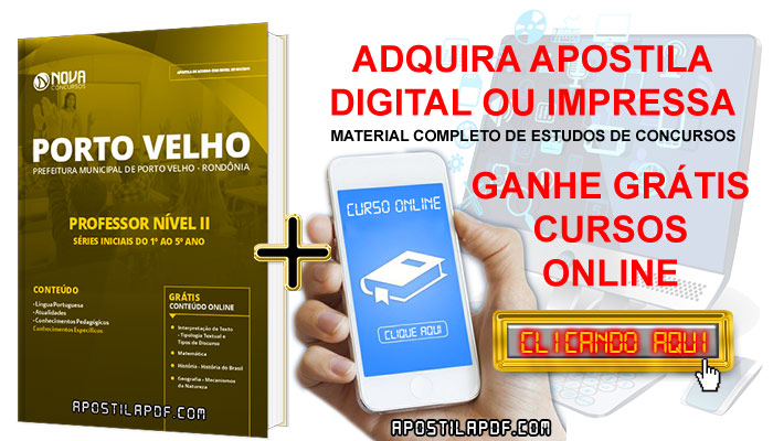 Apostila Concurso Prefeitura de Porto Velho 2019 Professor Nível II PDF Impressa Cursos Online Grátis