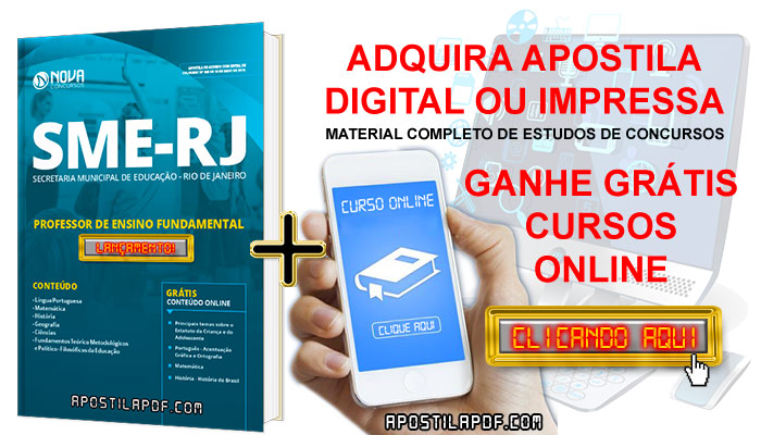Apostila Concurso SME RJ 2019 Professor de Ensino Fundamental PDF e Impressa Cursos Online Grátis