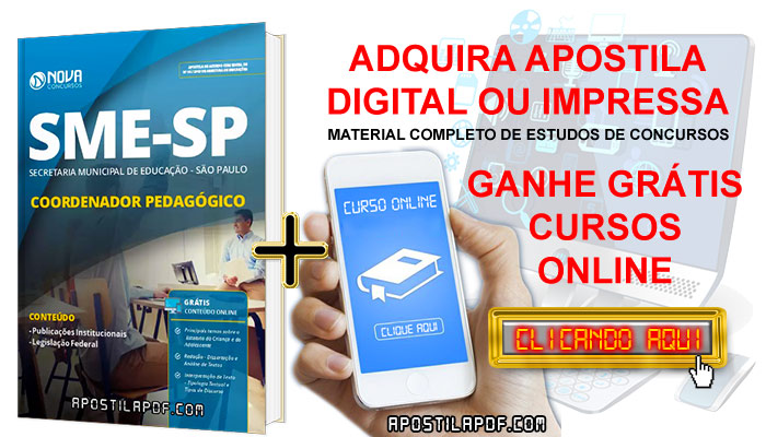 Apostila Concurso SME SP 2019 Coordenador Pedagógico PDF e Impressa Cursos Online Grátis