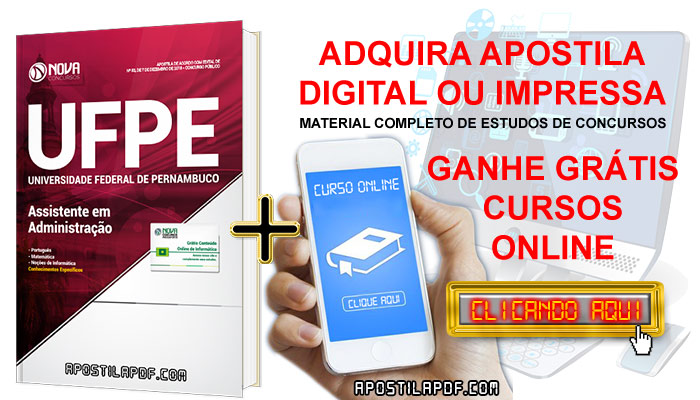 Apostila Concurso UFPE 2019 PDF Impressa Assistente em Administração Grátis Curso Online