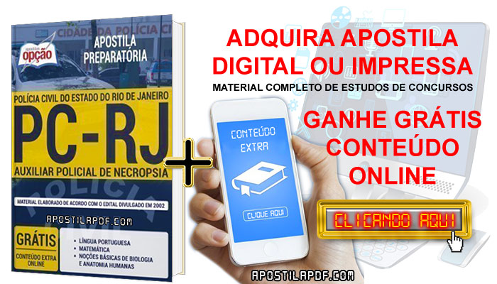 Apostila Concurso PC RJ 2019 PDF e Impressa Auxiliar Policial de Necropsia Conteúdo Online Grátis