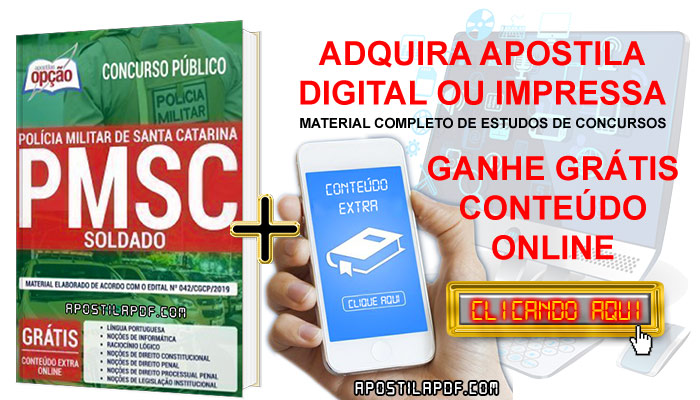 Apostila Concurso PM SC 2019 PDF e Impressa Soldado Conteúdo Online Grátis