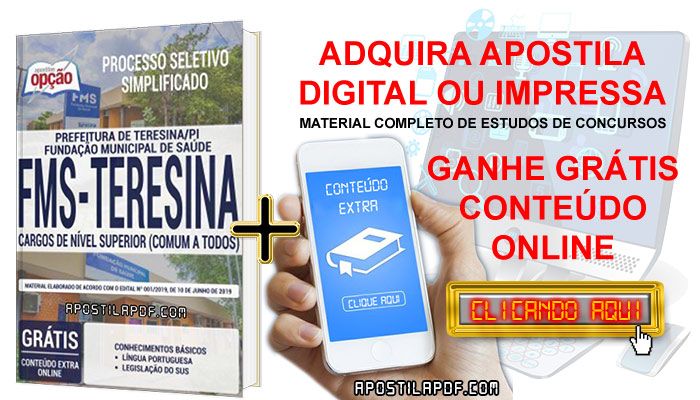 Apostila Concurso Prefeitura de Teresina 2019 PDF e Impressa Cargos de Nível Superior Conteúdo Online Grátis