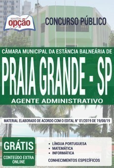 Apostila Concurso Câmara de Praia Grande 2019 Agente Administrativo PDF Download Digital e Impressa