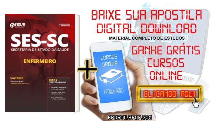 Baixar Apostila Concurso SES SC 2019 Enfermeiro PDF Grátis Cursos Online