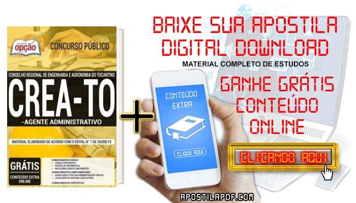 Baixar Apostila Concurso CREA TO 2019 PDF Agente Administrativo