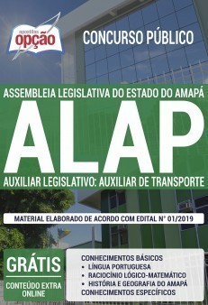 Apostila ALAP 2019 Auxiliar Legislativo Auxiliar de Transporte PDF Download Digital e Impressa