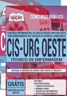 Apostila CIS URG OESTE 2019 Técnico de Enfermagem PDF Download Digital e Impressa