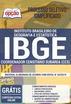 Apostila IBGE 2019 Coordenador Censitário Subárea PDF e Impressa
