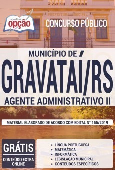 Apostila Concurso Prefeitura de Gravataí 2019 Agente Administrativo PDF e Impressa
