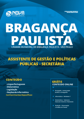 Apostila Concurso Câmara de Bragança Paulista 2019 Assistente de Gestão e Políticas Públicas Gestão Secretária Grátis Cursos Online