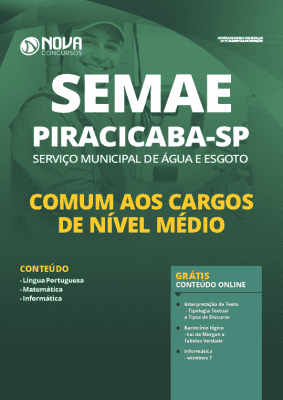 Apostila Concurso SEMAE Piracicaba SP 2020 PDF Nível Médio