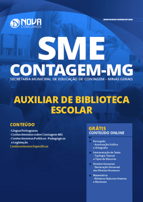 Apostila Concurso SME Contagem MG 2020 PDF Download Digital Auxiliar de Biblioteca Escolar
