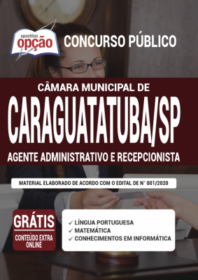 Apostila Concurso Câmara de Caraguatatuba SP 2020 PDF Download Digital Cargos Agente Administrativo e Recepcionista