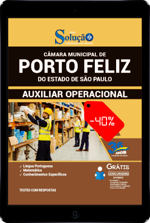 Apostila Câmara de Porto Feliz SP 2021 PDF Grátis Auxiliar Operacional