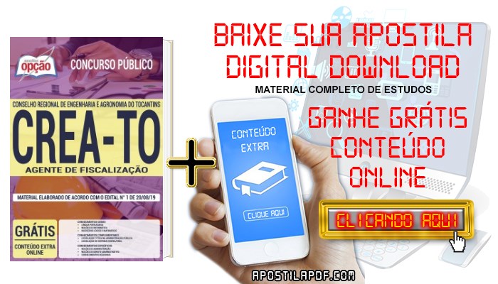 Baixar Apostila Concurso CREA TO 2019 PDF Agente de Fiscalização
