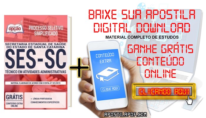 Baixar Apostila Concurso SES SC 2019 PDF Técnico em Atividades Administrativas